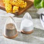 Acrylic Salt and Pepper Set with Wooden Base