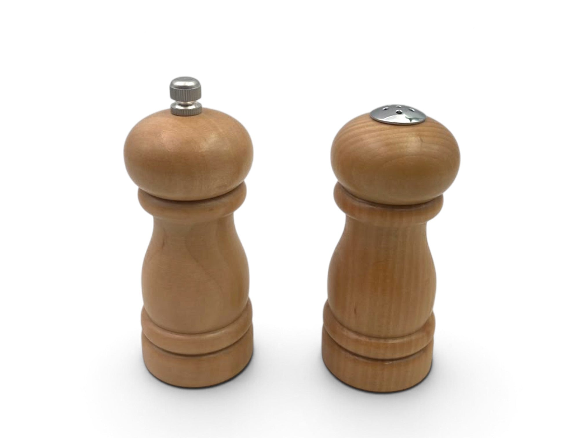 02ddd8a673095bef038f70b67e44d943.jpg Set of Two Rubber Wood Salt Shaker & Pepper Mill 12cm