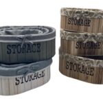 Oval Wooden Storage Basket Set of 3