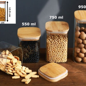 Borosilicate Glass SQ Jar Wood Cover 750 ml