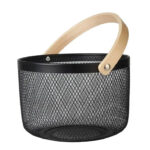 Dosthoff Round Iron Basket with Bamboo Handle MB11