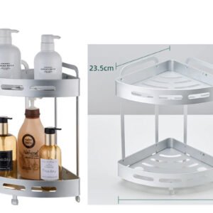 2 Tiers Aluminum Corner Shower Bathroom Shelve
