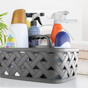 DecoBella Leather Textured Basket with Handle