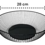 Wide Metal Fruit Basket Black