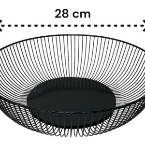 Wide Metal Fruit Basket Black
