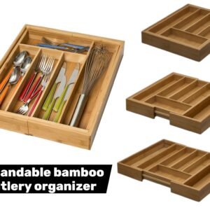 Expandable Bamboo Cutlery Organizer