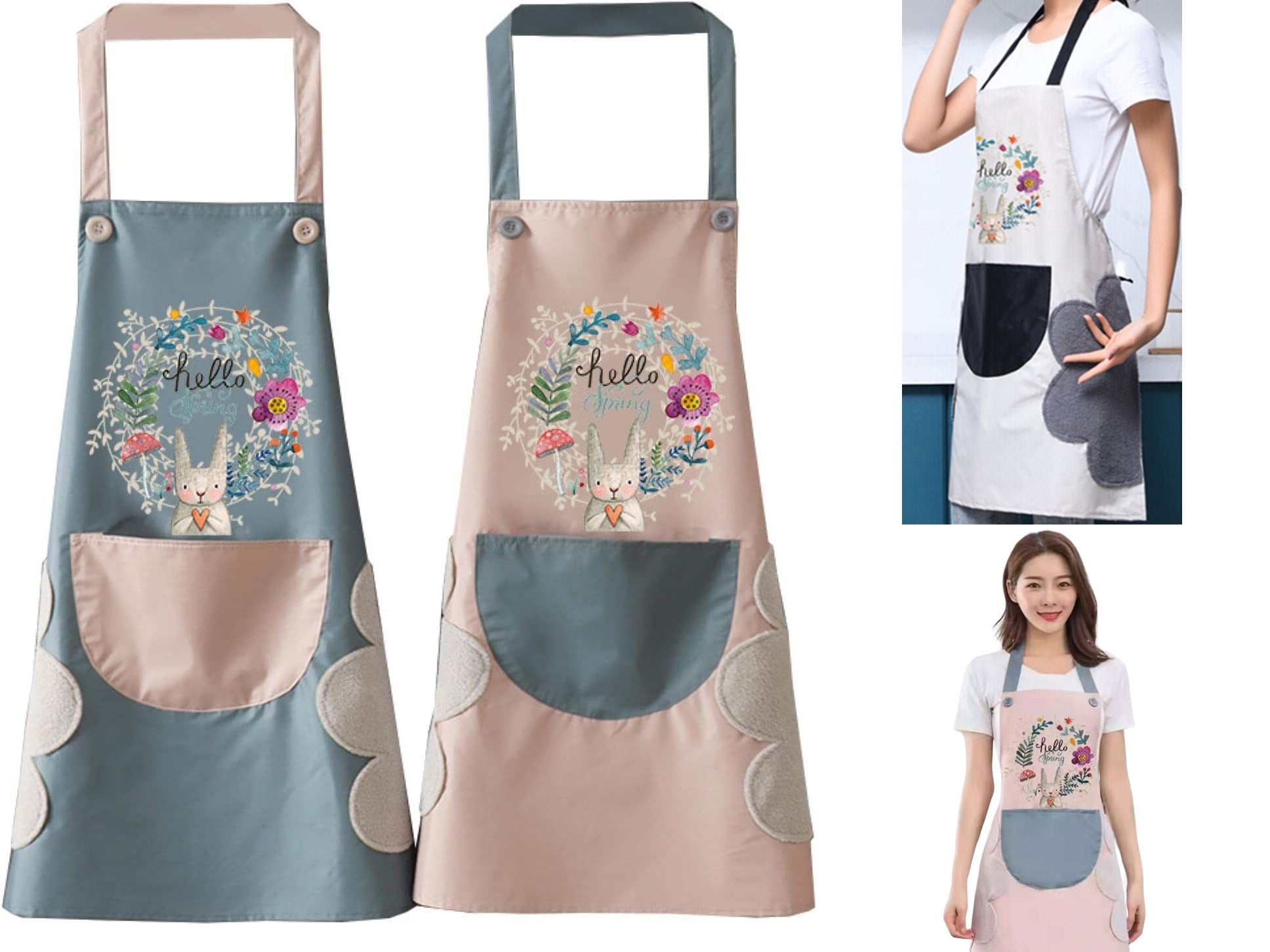0f6f9e715bf7fefe796f0b2fca9ae439.jpg Hello Spring Water Proof Apron with 2 Side Towels