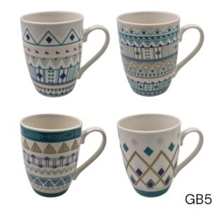 Porcelain Mug with Geometric Designs