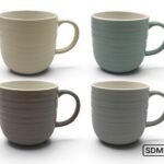 Porcelain Mug with Glossy Finish Horizontal Line Design