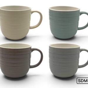 Porcelain Mug with Glossy Finish Horizontal Line Design