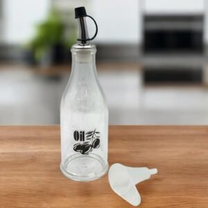 High Quality Acrylic Oil Bottle with Chromed Pourer and small funnel