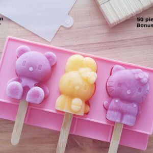 silicone popsicle molds with cover and wooden sticks