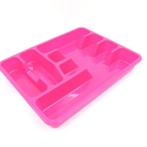 Large plastic colorful cutlery tray.