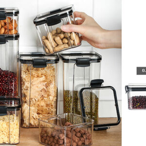 Acrylic Airtight Squared Food Jar 0.5 lt