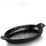 Oval Melamine Medium Plate w two small handles 26.3