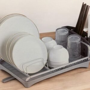 Aluminium Dish Rack with Plastic Tray and Spout