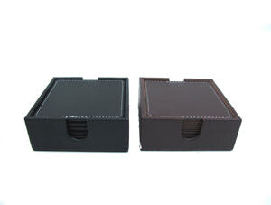Square Leather Coasters Set