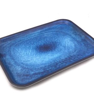 Bleu Marble Melamine Rectangular Tray; 17"