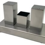 Stainless Steel Salt and Pepper and Toothpicks Set Stand
