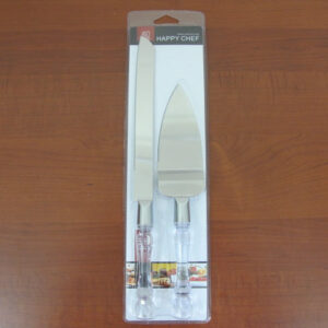 Knife and Server Set Faux Crystal Handles