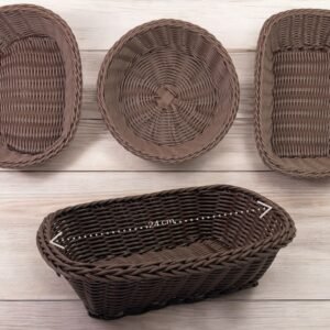 High quality Rectangular Woven Bread Basket 24 cm