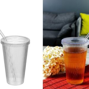 Lined Plastic Cup 600 ml with Glass Straw