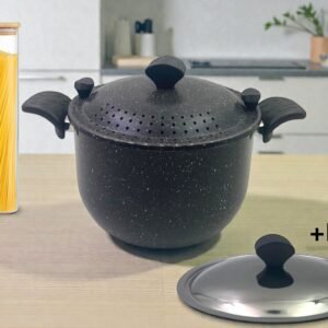 Black Granite Deep Pasta Pot 24 cm