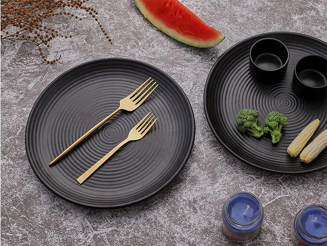 24307d7527614467581e05e7ae138d81.jpg Dosthoff Matt Black Ripple Dinner Plate 27 cm