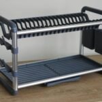2 Tiers Aluminium Dish Rack with Removable Plastic Tray
