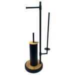 Dosthoff Iron Toilet Brush with Paper Holder Wooden Base MB17