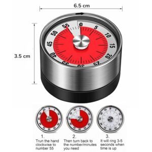 Round Stainless Steel Kitchen Timer with Magnet
