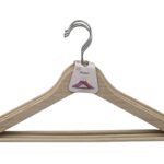 Set of 3 Wood-Like Plastic Hangers w Grooves & Anti-slip
