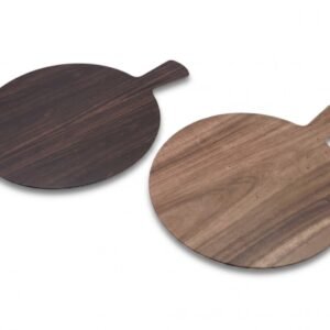 Round Melamine Plate with handle&wooden look finish 32cm