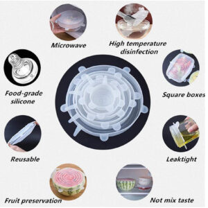 Reusable Round Silicon Stretchy covers set of 6