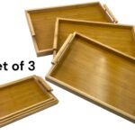 Set of 3 Bamboo Serving Trays with handles