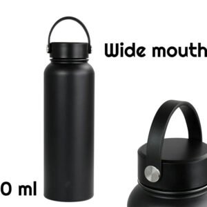 800ml Double Wall SS Thermal Bottle w Lid in Matte Black