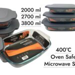 Dosthoff Set of 3 Glass Oven Safe Bakeware with PP Lids
