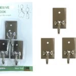 Stainless Steel Small Rectangular Self Adhesive Hooks X3