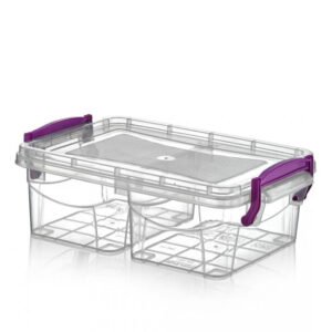 Divided Plastic Rectangular Storage Container 250+250 ml
