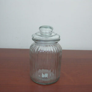 Medium Glass Jar Lined Design