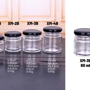 Small Glass Jar with Black Cover 60 ml x4