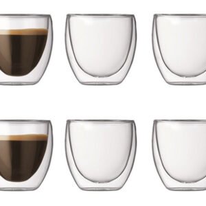 Double Wall Glass Cup 80ml X6