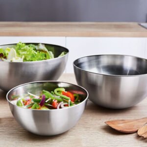 Set of 3 stainless steel salad bowls