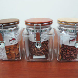 Squared Acrylic Jar with wooden lid; 1 lt