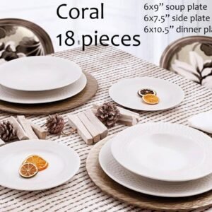 18 Pieces Coral Porcelain Dinner Set