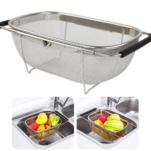 Oval Stainless Steel Mesh Colander w Flex Handles 34 cm