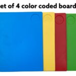 Set of 4 thick color coded chopping boards 30x22 cm