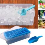 Ice Cube Tray with Container and Cover and Scoop