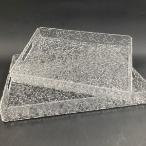Set of 2 Acrylic Serving Trays w Texture Dessign