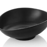 Oval Melamine Salad Bowl in Mat Black 31 cm